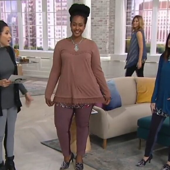 LOGO Lori Goldstein Ponte Knit Pants w/Faux Suede Panels - Size M - Picture 14 of 14